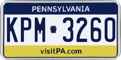 PA license plate KPM3260