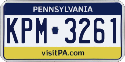 PA license plate KPM3261