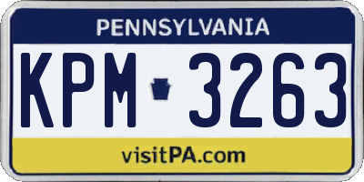 PA license plate KPM3263
