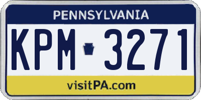 PA license plate KPM3271