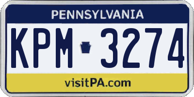 PA license plate KPM3274