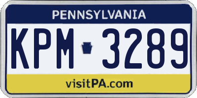 PA license plate KPM3289