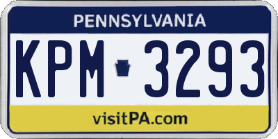 PA license plate KPM3293