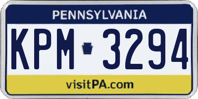 PA license plate KPM3294