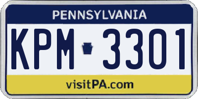 PA license plate KPM3301
