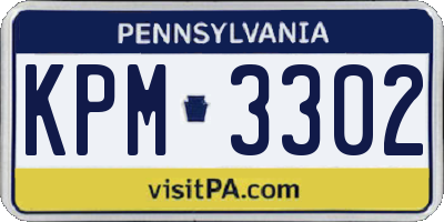 PA license plate KPM3302