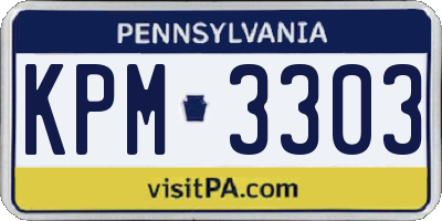 PA license plate KPM3303