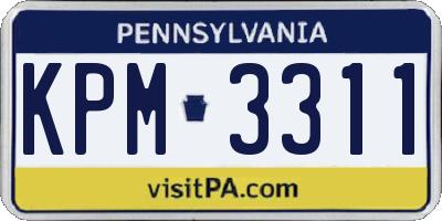 PA license plate KPM3311