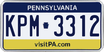 PA license plate KPM3312