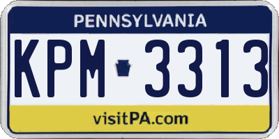 PA license plate KPM3313