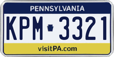 PA license plate KPM3321