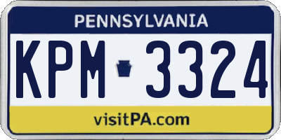 PA license plate KPM3324