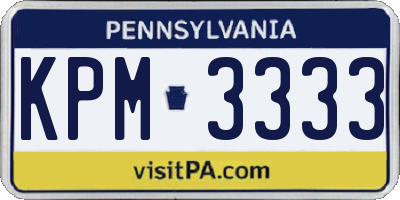 PA license plate KPM3333
