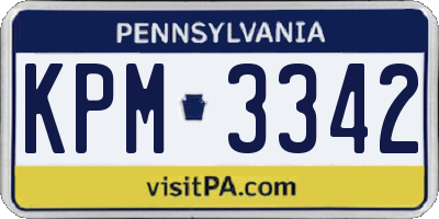PA license plate KPM3342