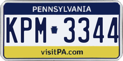 PA license plate KPM3344