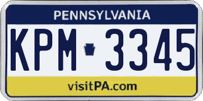 PA license plate KPM3345