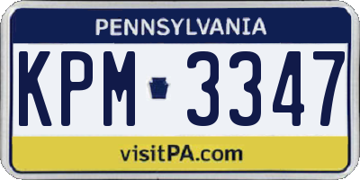 PA license plate KPM3347