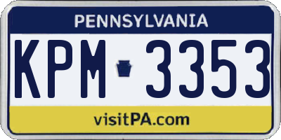PA license plate KPM3353