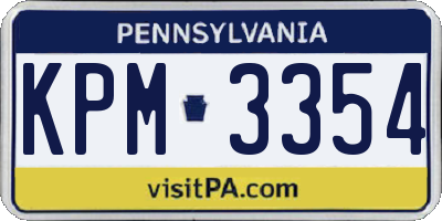 PA license plate KPM3354