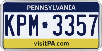 PA license plate KPM3357