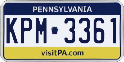 PA license plate KPM3361