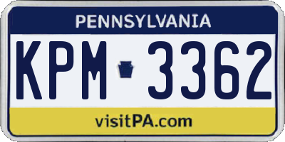 PA license plate KPM3362