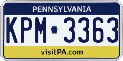 PA license plate KPM3363