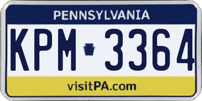 PA license plate KPM3364