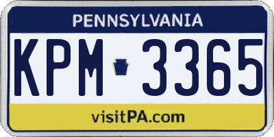 PA license plate KPM3365