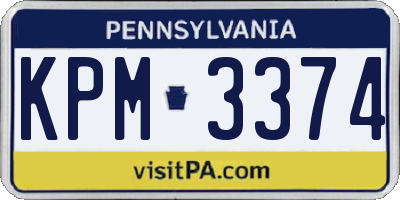 PA license plate KPM3374