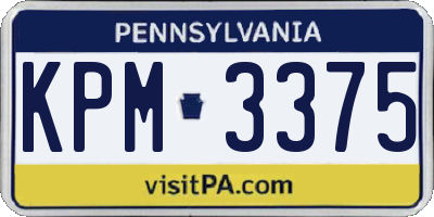 PA license plate KPM3375