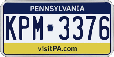 PA license plate KPM3376