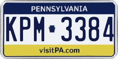 PA license plate KPM3384