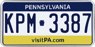 PA license plate KPM3387