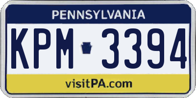 PA license plate KPM3394