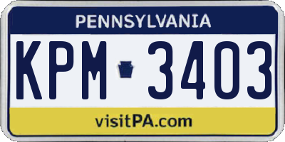 PA license plate KPM3403