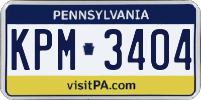 PA license plate KPM3404