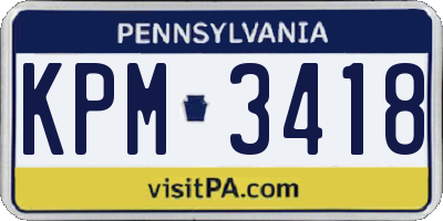 PA license plate KPM3418