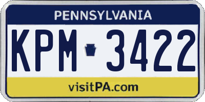PA license plate KPM3422