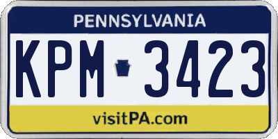 PA license plate KPM3423
