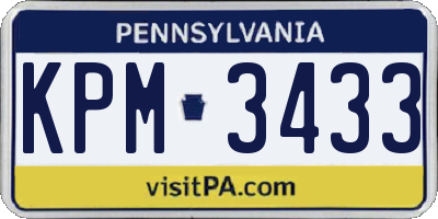 PA license plate KPM3433