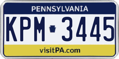 PA license plate KPM3445