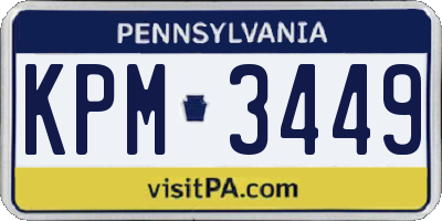 PA license plate KPM3449
