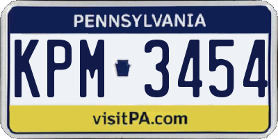PA license plate KPM3454