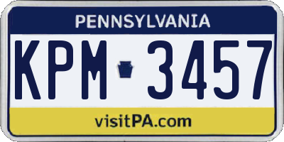 PA license plate KPM3457