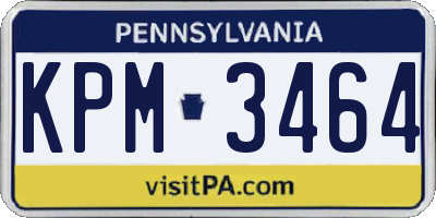 PA license plate KPM3464