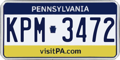 PA license plate KPM3472