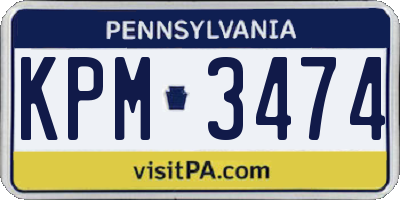 PA license plate KPM3474