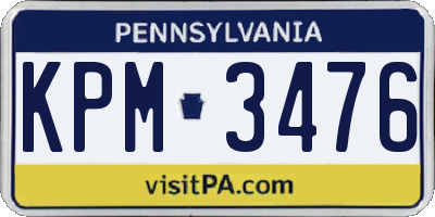 PA license plate KPM3476