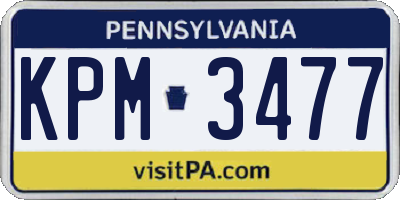 PA license plate KPM3477